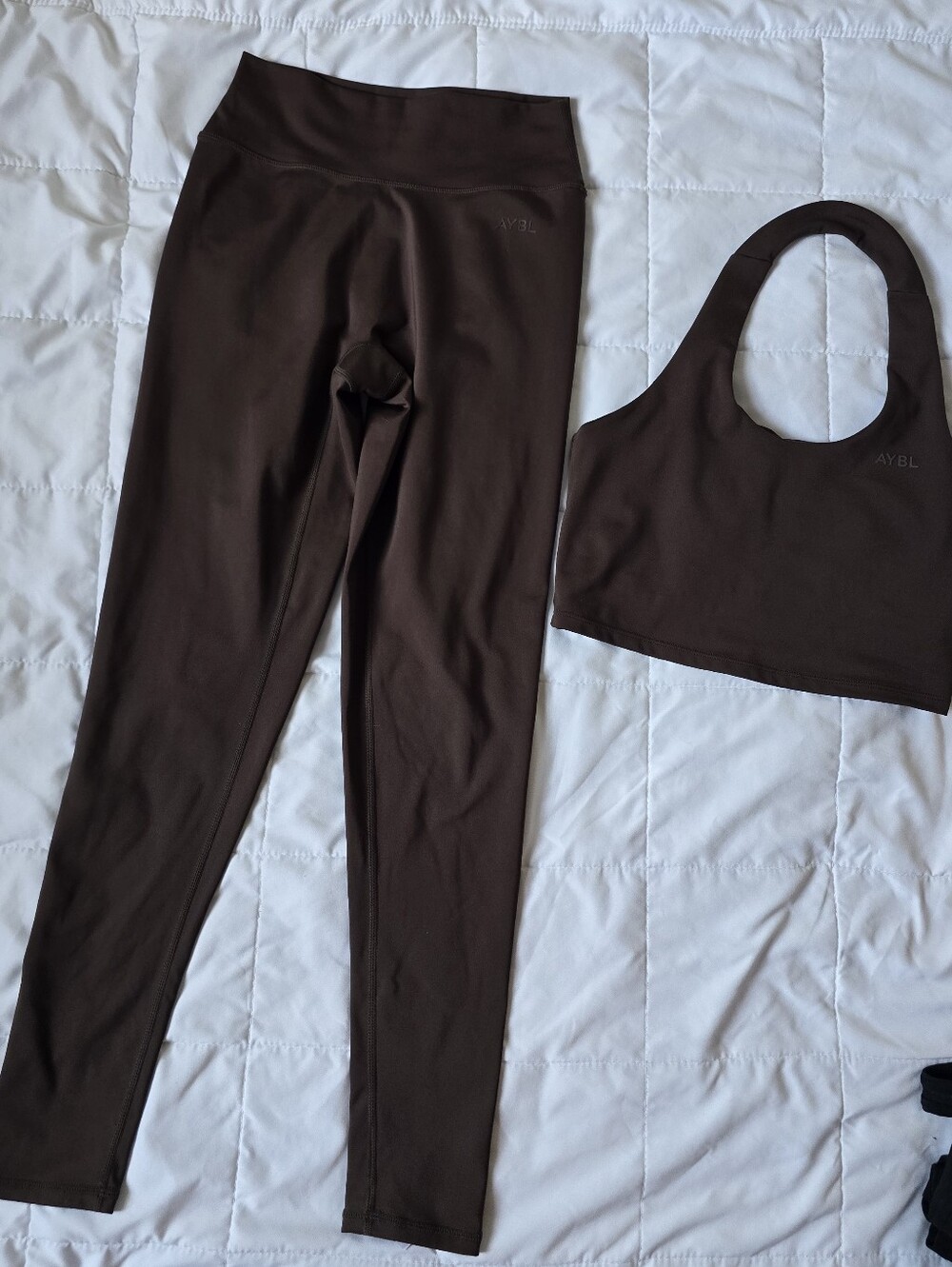 AYBL Chocolate Brown High-Waist Leggings & Scoop Neck Sports Bra Set